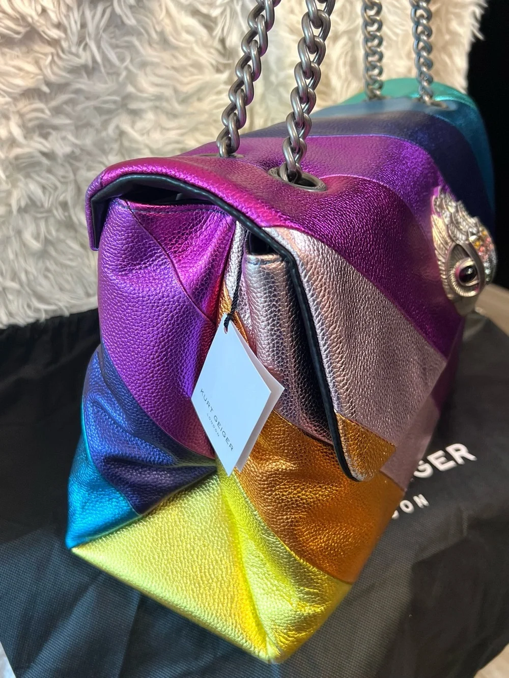 💜KURT GEIGER LONDON XXL LEATHER KENSINGTON BAG💜NWT
